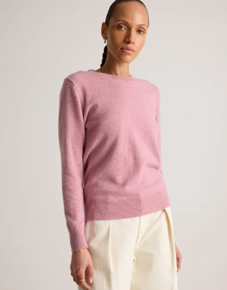 Mongolian Cashmere Crewneck Sweater Mauve Color